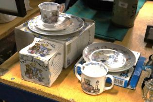 A COLLECTION OF CHILDREN'S 'QUEEN'S' CERAMICS TO INCLUDE A BOXED PLATE, CUP AND SAUCER SET, BOXED