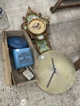 AN ASSORTMENT OF VINTAGE AND RETRO ITEMS GTO INCLUDE TWO CLOCKS ETC