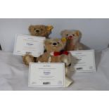 THREE STEIFF FAMILY BEARS COMPRISING OF JESSICA (DAUGHTER), CHESTER (FATHER) AND OSCAR (SON)