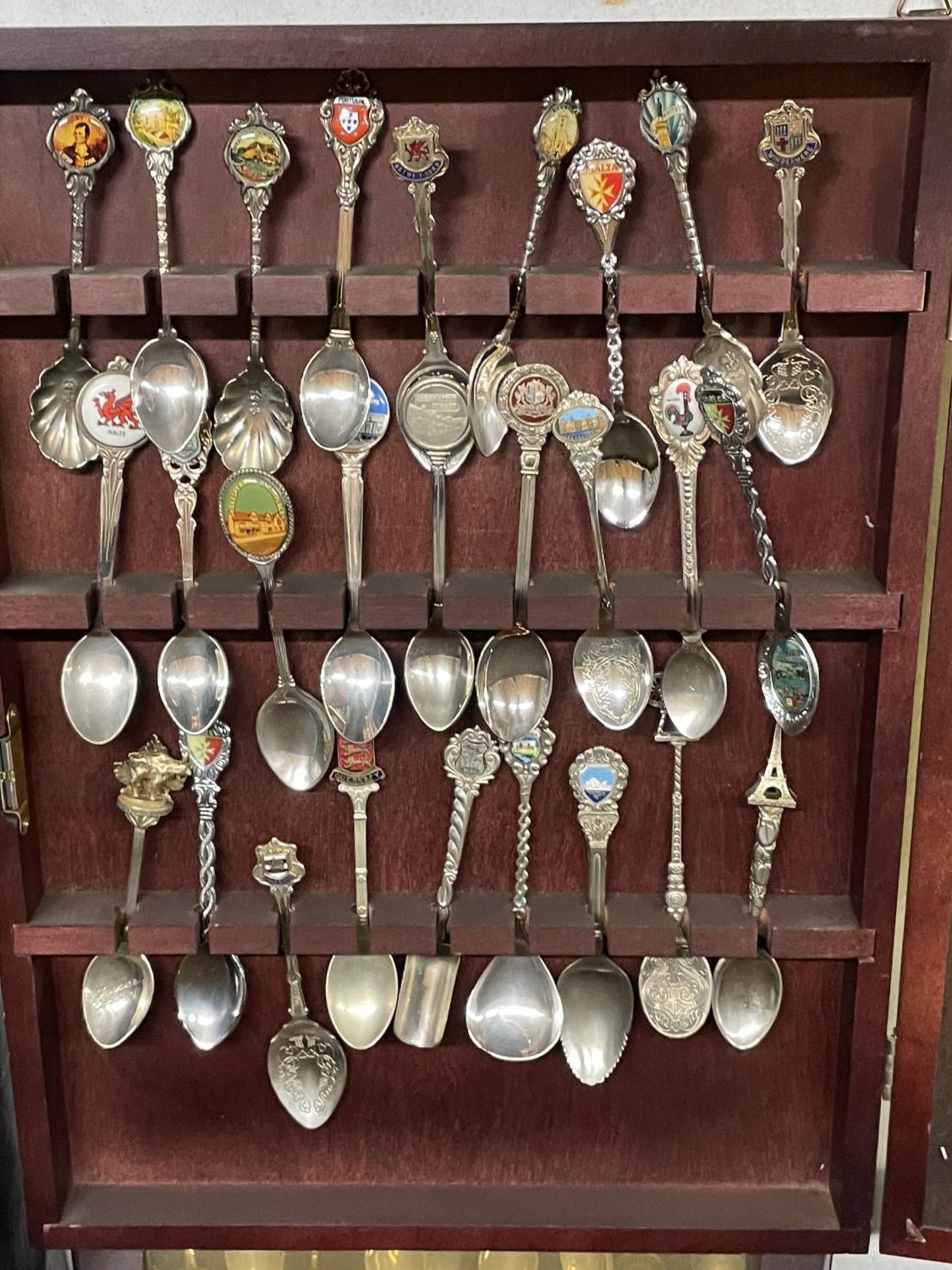 TWO DISPLAY CABINETS CONTAINING SOUVENIR SPOONS - Image 2 of 3