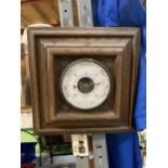 A VINTAGE OAK CASED, SQUARE BAROMETER