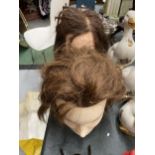 TWO PARISIAN HAIRDRESSING HEADS, HEIGHT APPROX 28CM