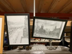 TWO L S LOWRY PENCIL PRINTS, 'VIEW FROM A WINDOW OF THE ROYAL TECHNICAL COLLEGE, SALFORD AND 'THE