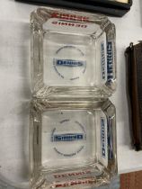 TWO VINTAGE 'DENNIS BROTHERS LTD' GLASS ASHTRAYS