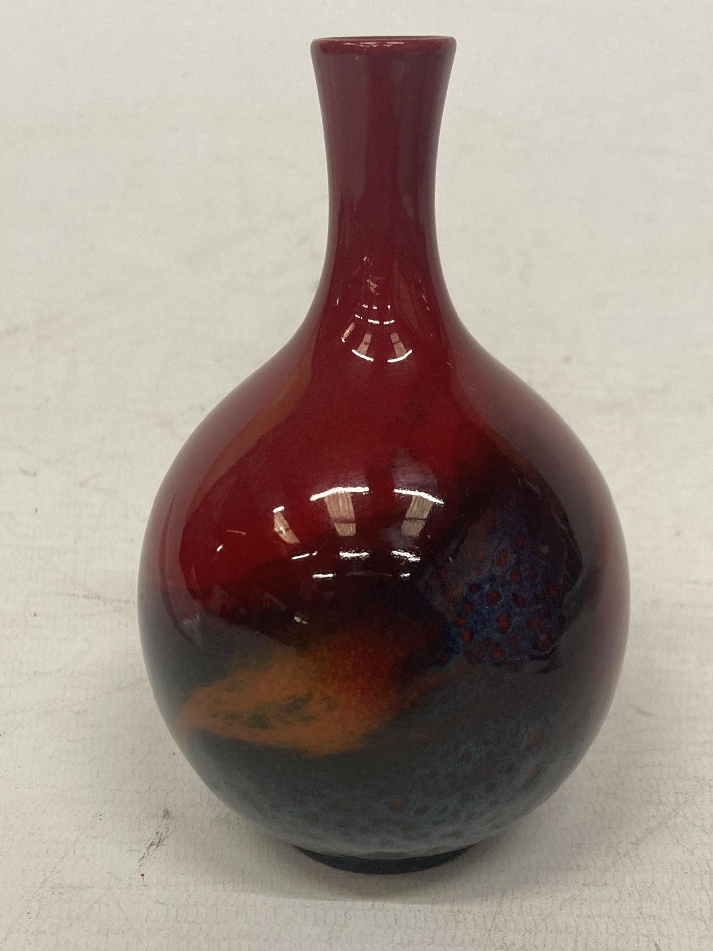 A ROYAL DOULTON FLAMBE VEINED VASE