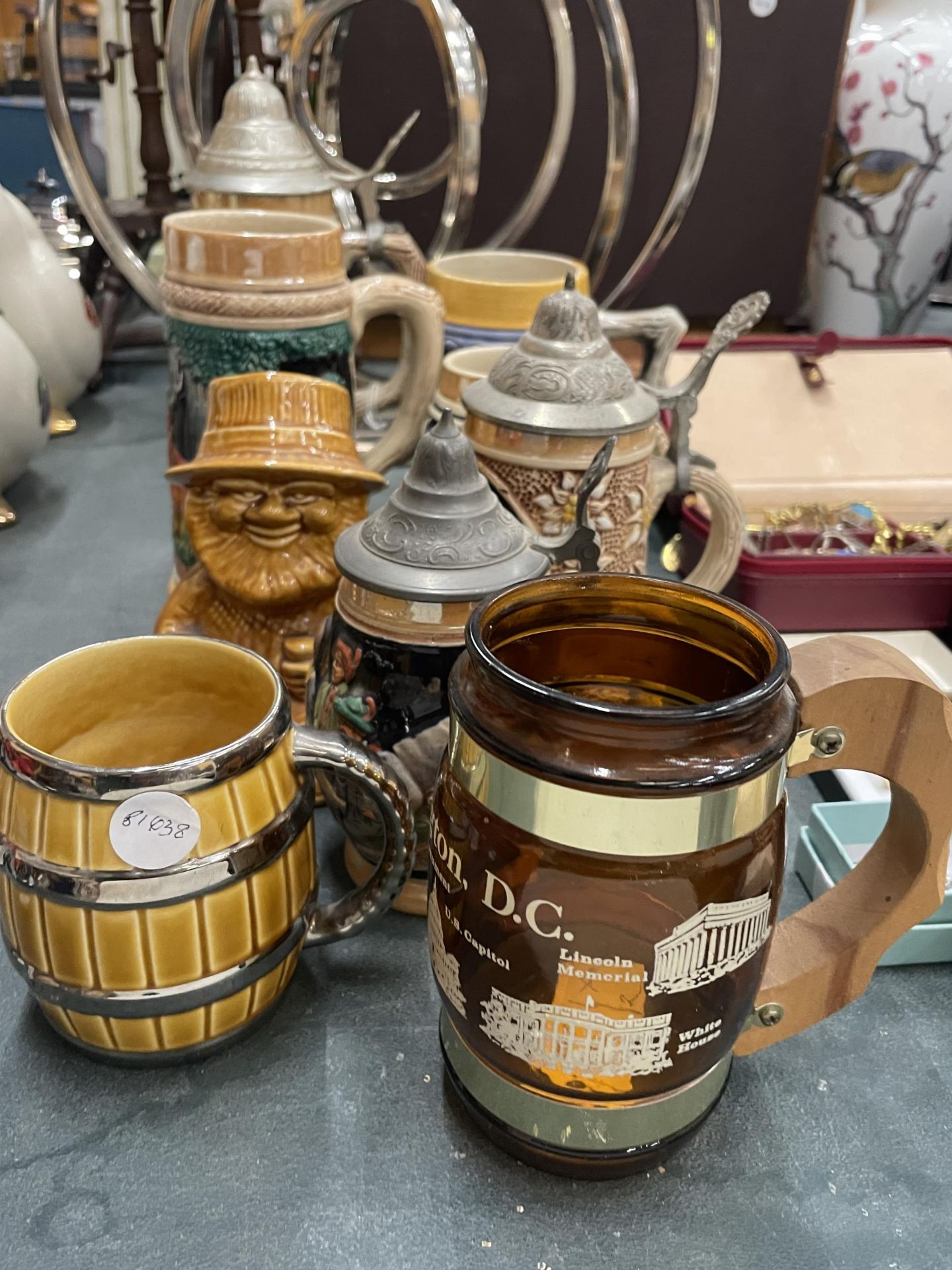 A COLLECTION OF VINTAGE STEIN TANKARDS, ETC - 9 IN TOTAL - Image 2 of 4