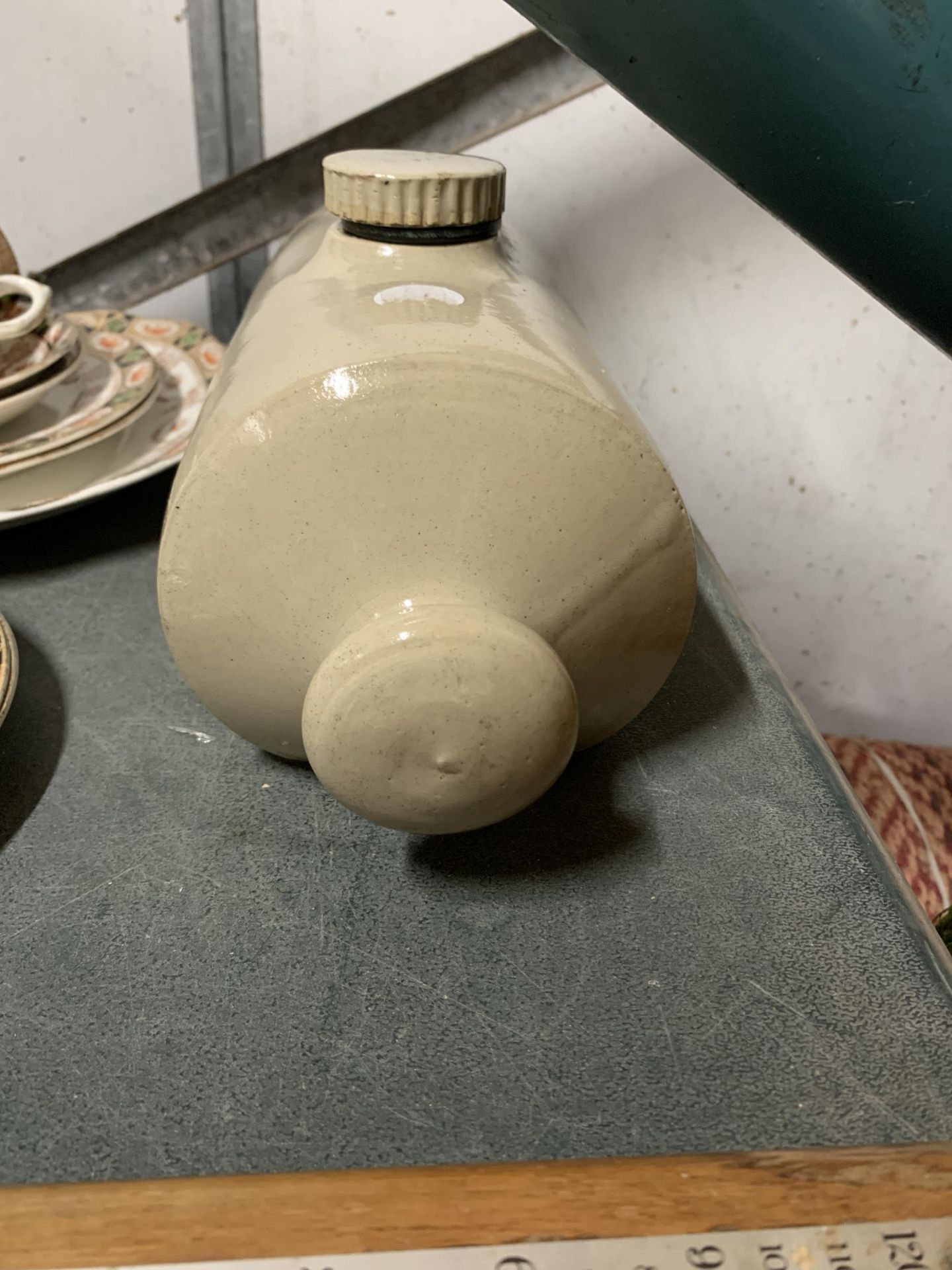 A VINTAGE BAROMETER AND STONEWARE HOT WATER BOTTLE - Image 5 of 5