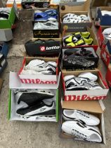 TEN PAIRS OF AS NEW AND BOXED SPORTS BOOTS AND TRAINERS