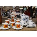 A ROYAL WORCESTER 'ALHAMBRA' COFFEE SET TO INCLUDE A COFFEE POT, HOT WATER JUG, JUG, CUPS, SAUCERS