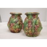 TWO ANTIQUE FLORAL PLANTERS/VASES