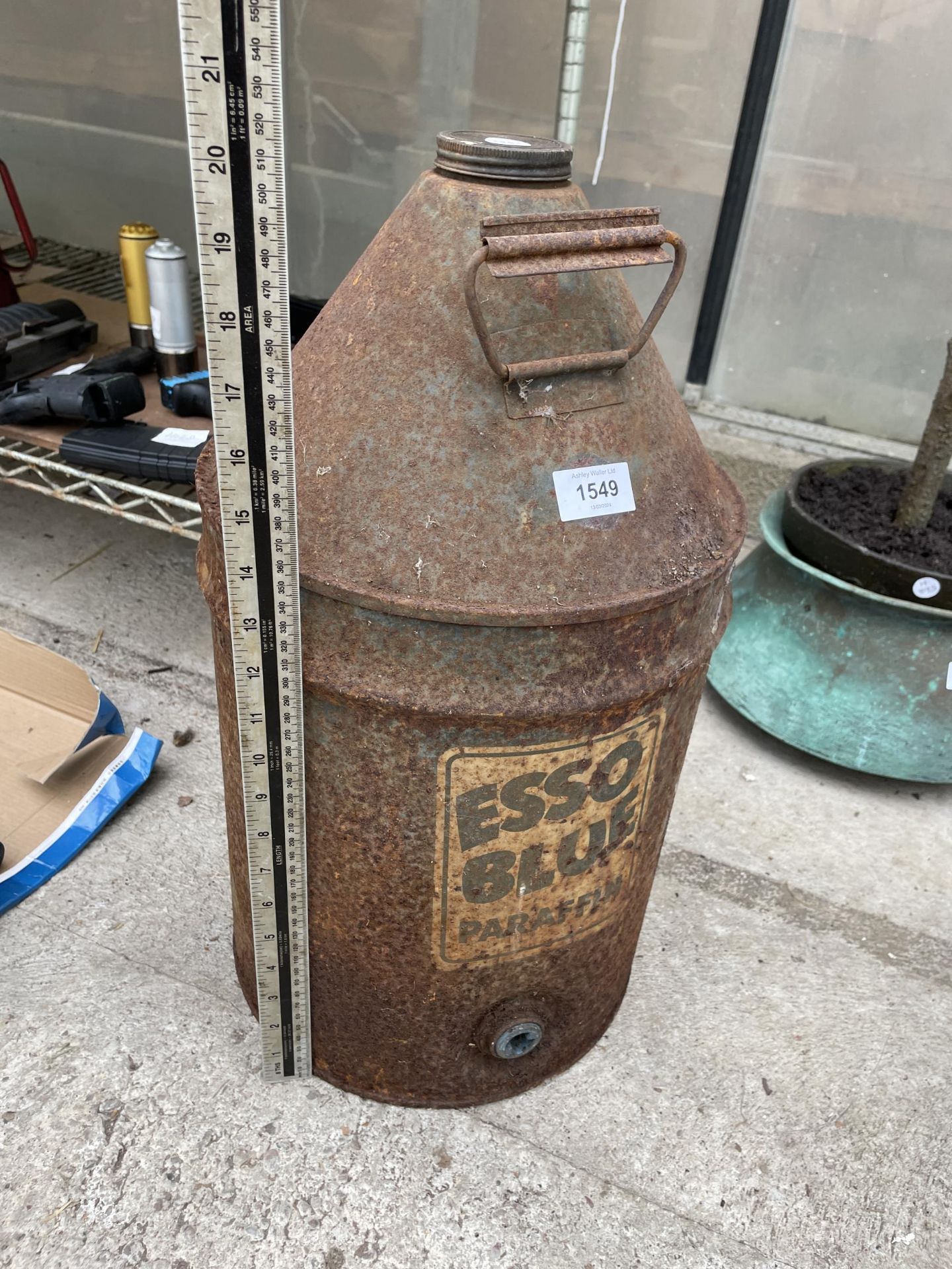 A VINTAGE ESSO BLUE PARAFIN DRUM