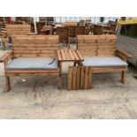 AN AS NEW EX DISPLAY CHARLES TAYLOR GARDEN FURNITURE SET TO INCLUDE A TWO SEATER BENCH, SINGLE