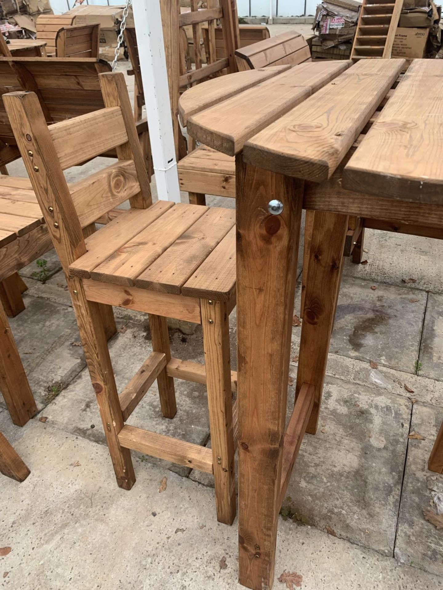 AN AS NEW EX DISPLAY CHARLES TAYLOR GARDEN FURNITURE BAR TABLE WITH TWO HIGH CHAIRS + VAT - Image 3 of 4