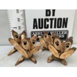 FOUR OWL FIGURES MADE FROM LOGS NO VAT TO BE SOLD FOR THE FOUR