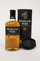 A BOTTLE OF HIGHLAND PARK 12 YEAR OLD WHISKY, BOXED