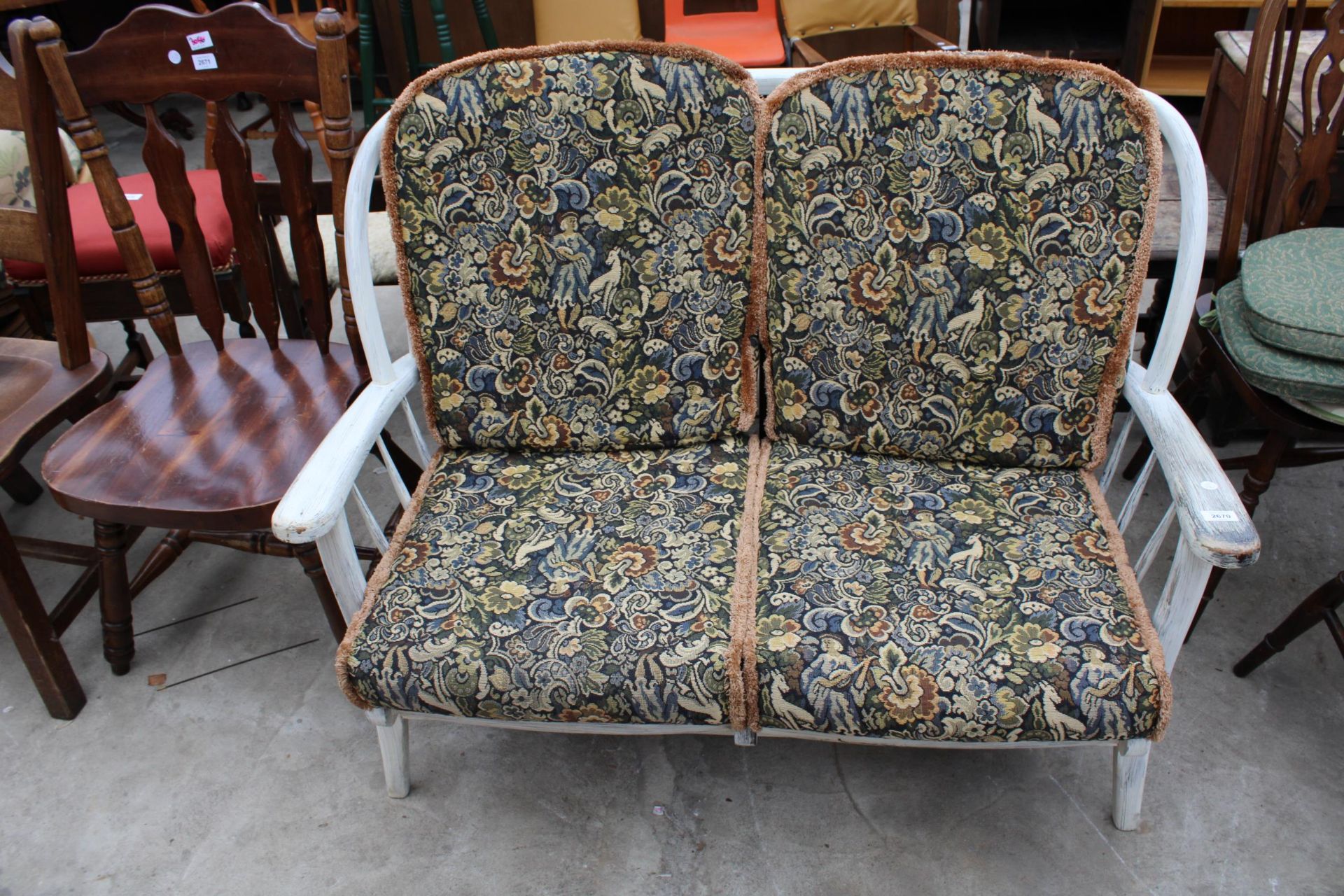 A SHABBY CHIC COTTAGE TWO SEATER SETTEE
