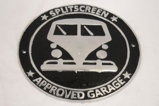 AN ALUMINIUM SIGN SPLITSCREEN APPROVED GARAGE