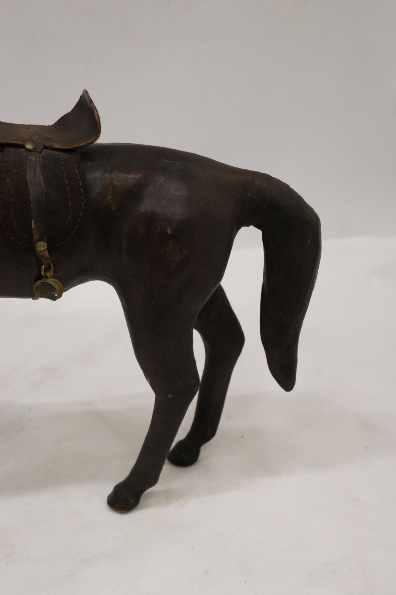A VINTAGE LEATHER HORSE A/F - Image 6 of 7