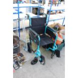 A CARECO FOLDING WHEEL CHAIR AND TWO WALKING FRAMES