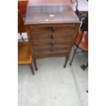 A MID 20TH CENTURY FIVE DRAWER MUSIC CHEST ON TAPERING LEGS WITH SPADE FEET 20" WIDE