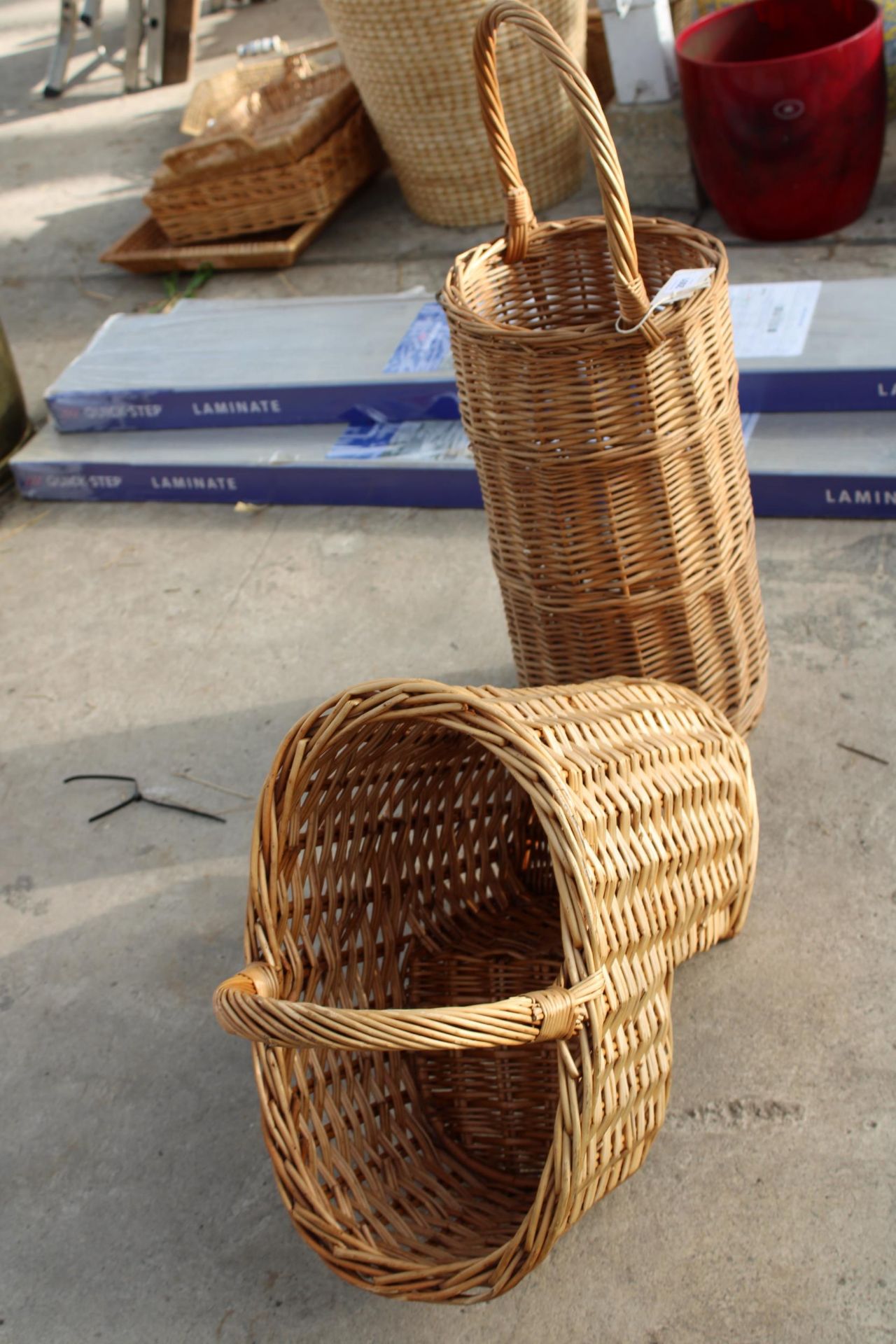 A TALL WICKER BASKET AND A STEPPED WICKER BASKET - Image 2 of 2