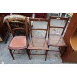 THREE VARIOUS EDWARDIAN BEDROOM CHAIRS