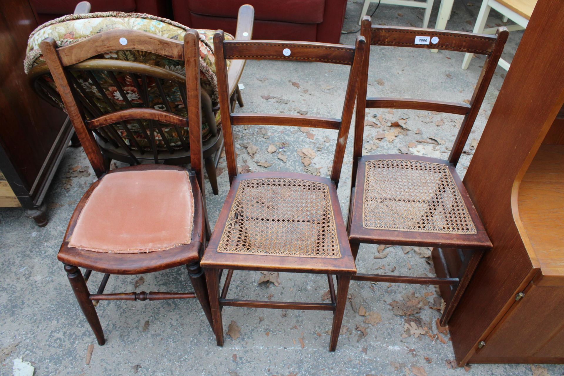 THREE VARIOUS EDWARDIAN BEDROOM CHAIRS