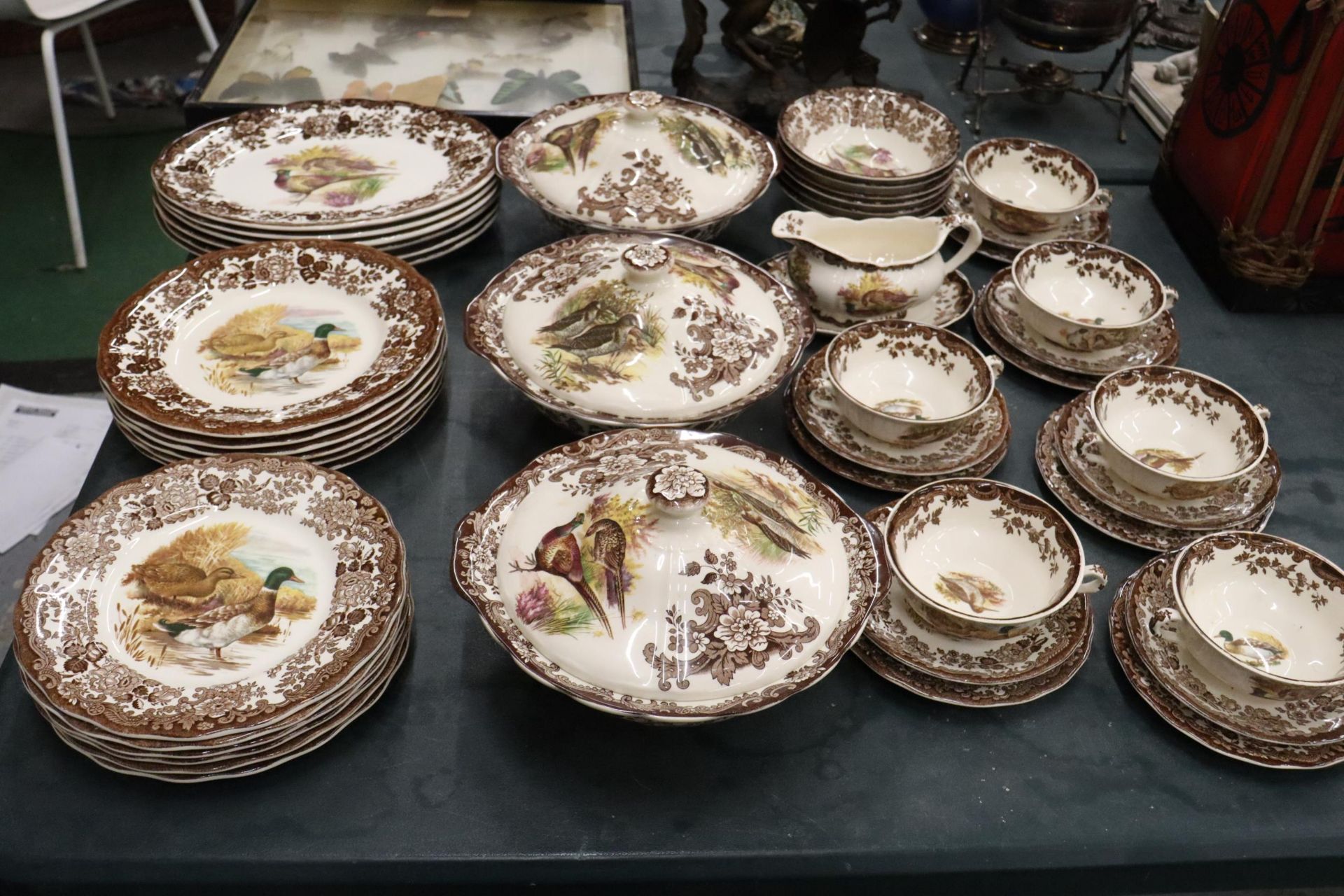 A ROYAL WORCESTER, PALISSY, 'GAME SERIES' DINNER SERVICE TO INCLUDE LIDDED SERVING TUREENS,