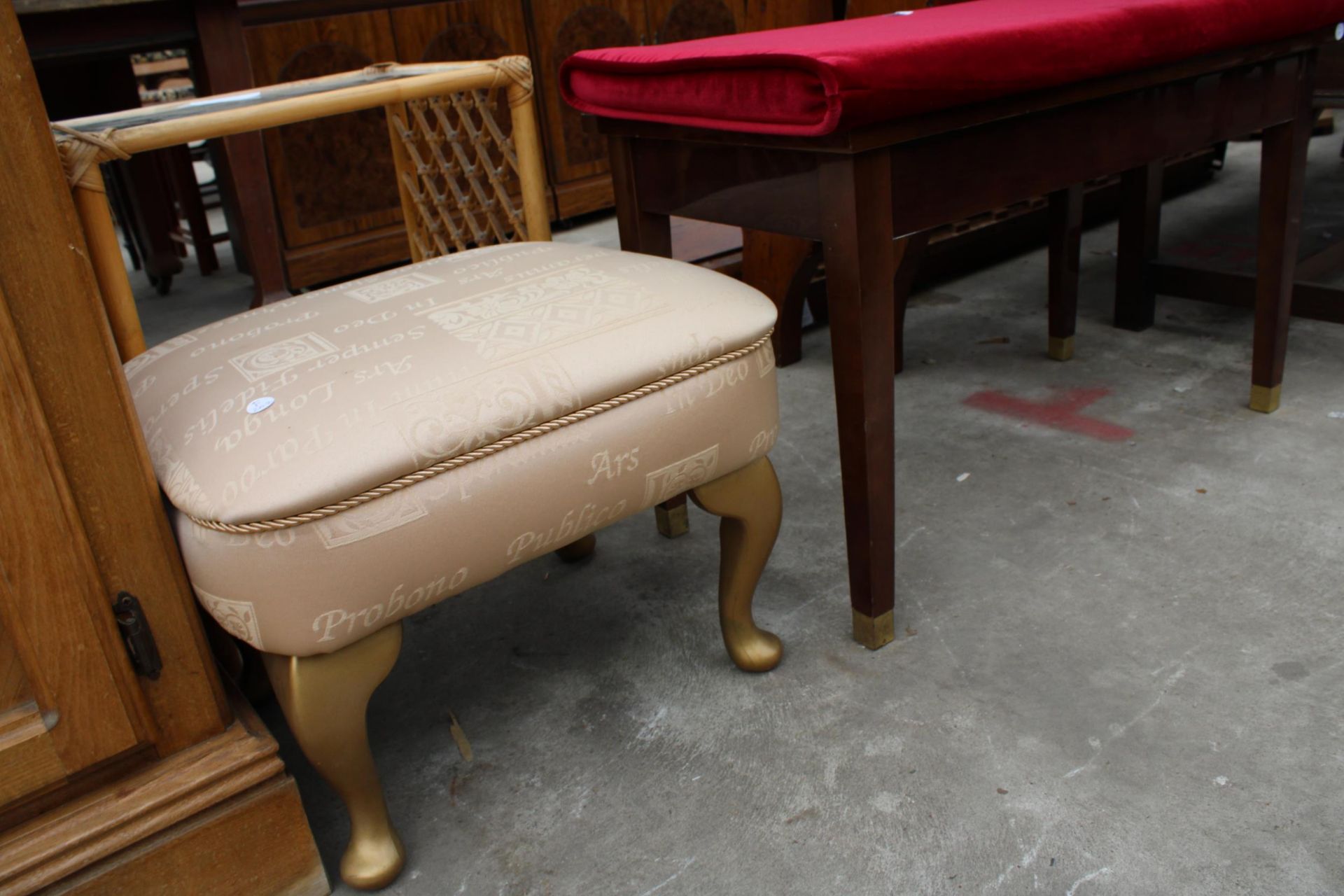 A DUET STOOL WITH LIFT UP SEAT AND A SMALL CABRIOLE LEG STOOL - Image 2 of 3