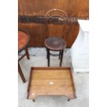 A BENTWOOD CHILDS CHAIR AND A TWO HANDLED BED TRAY