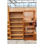 TWO MODERN OPEN SIX TIER BOOKCASES 32" AND 24" WIDE