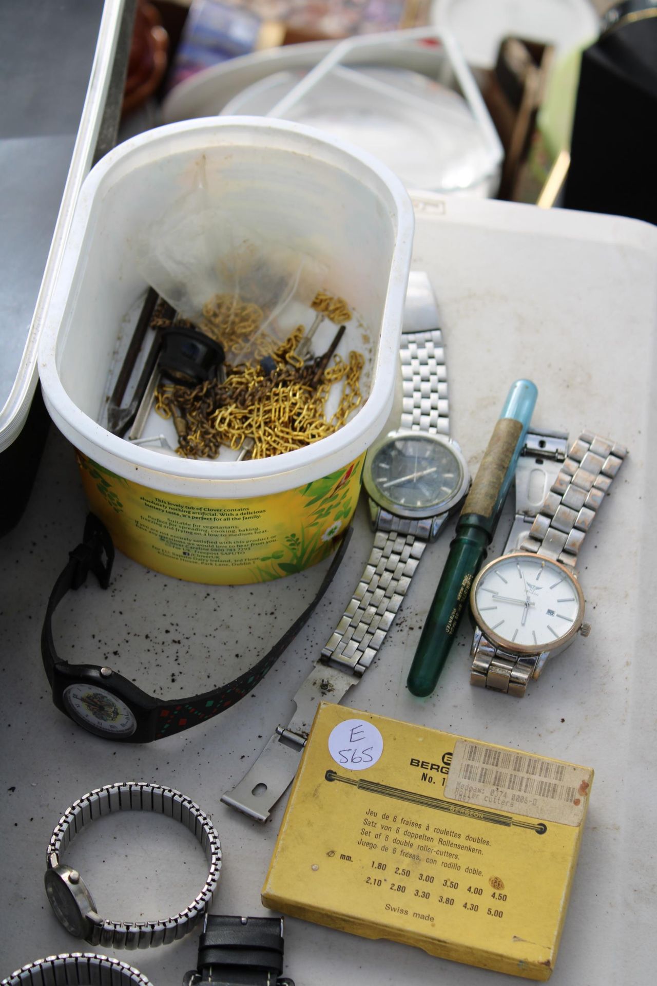 AN ASSORTMENT OF FASHION WATCHES AND TWO POCKET WATCH CHAINS ETC - Image 2 of 3
