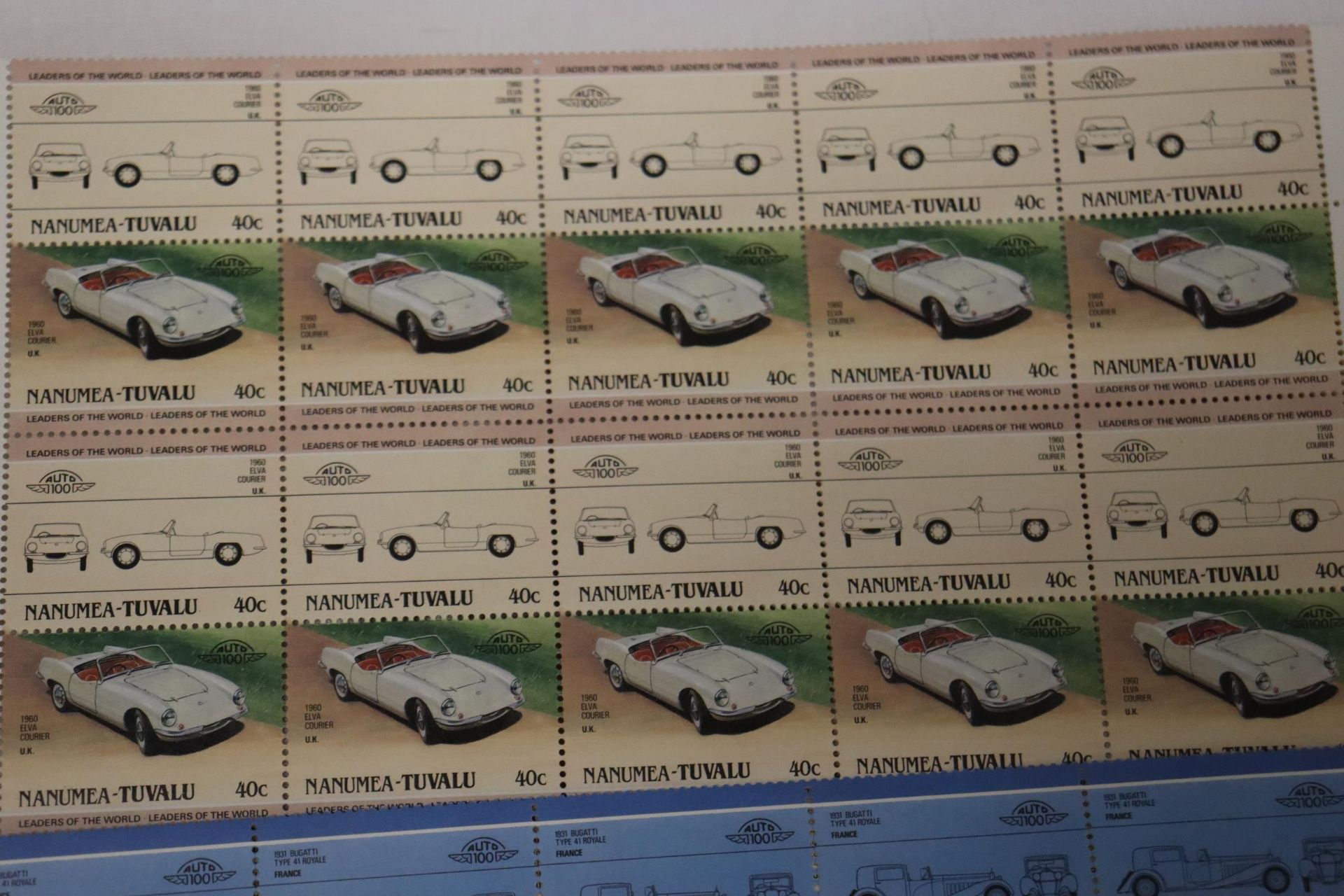 A COLLECTION OF FULL SHEETS OF CLASSIC CAR STAMPS - Bild 5 aus 7