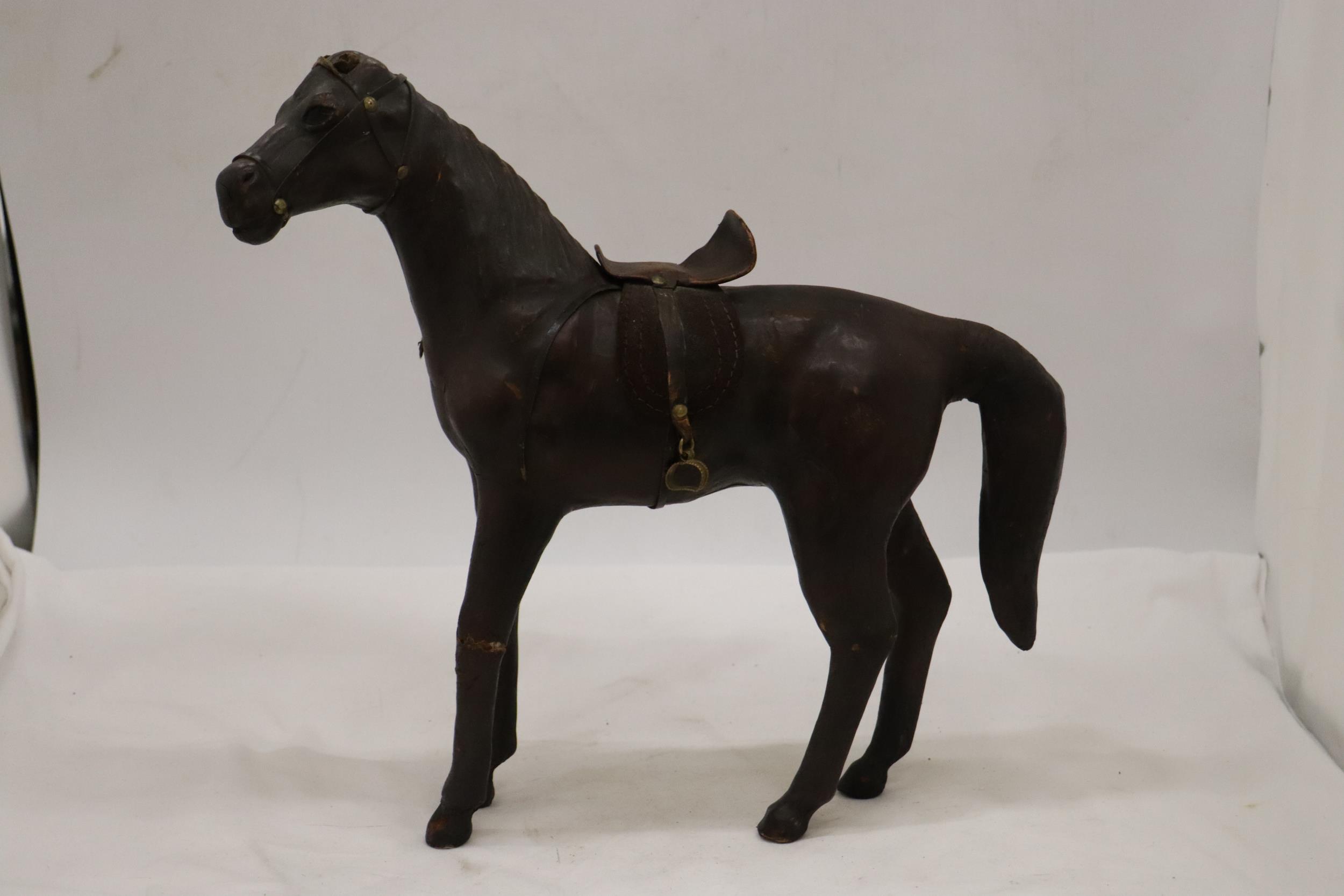 A VINTAGE LEATHER HORSE A/F - Image 2 of 7