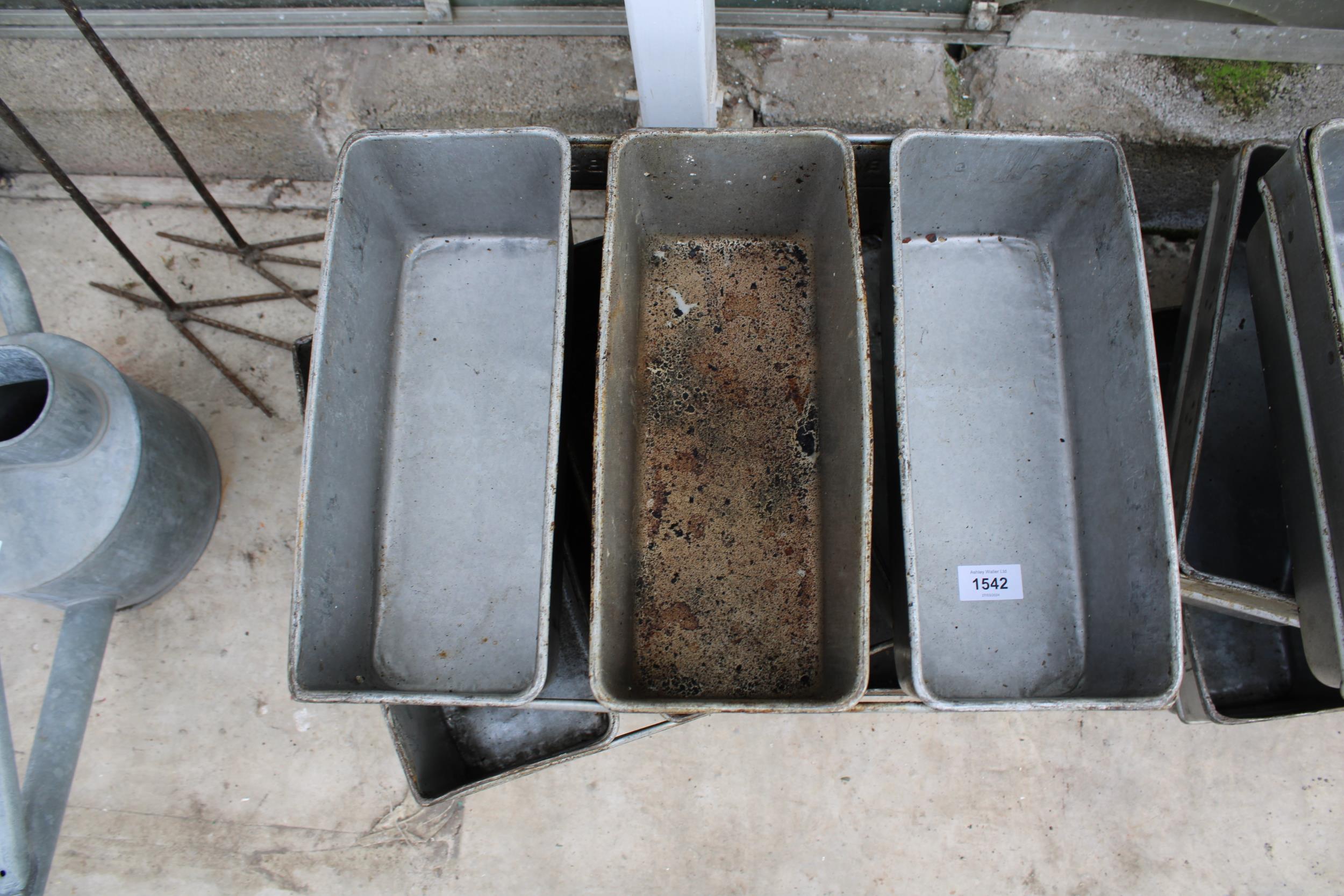 THREE VINTAGE THREE SECTION METAL DOUGH PROVING LOAF TRAYS - Image 2 of 2