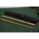 A SNOOKER/POOL CUE IN A JIMMY WHITE SOFT CASE