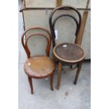 A BENTWOOD MUNDUS AND KOHN CHILDS CAHIR AND A SMALLER THONET CHAIR