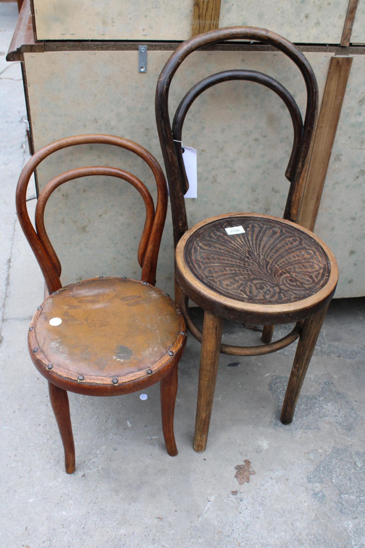 A BENTWOOD MUNDUS AND KOHN CHILDS CAHIR AND A SMALLER THONET CHAIR