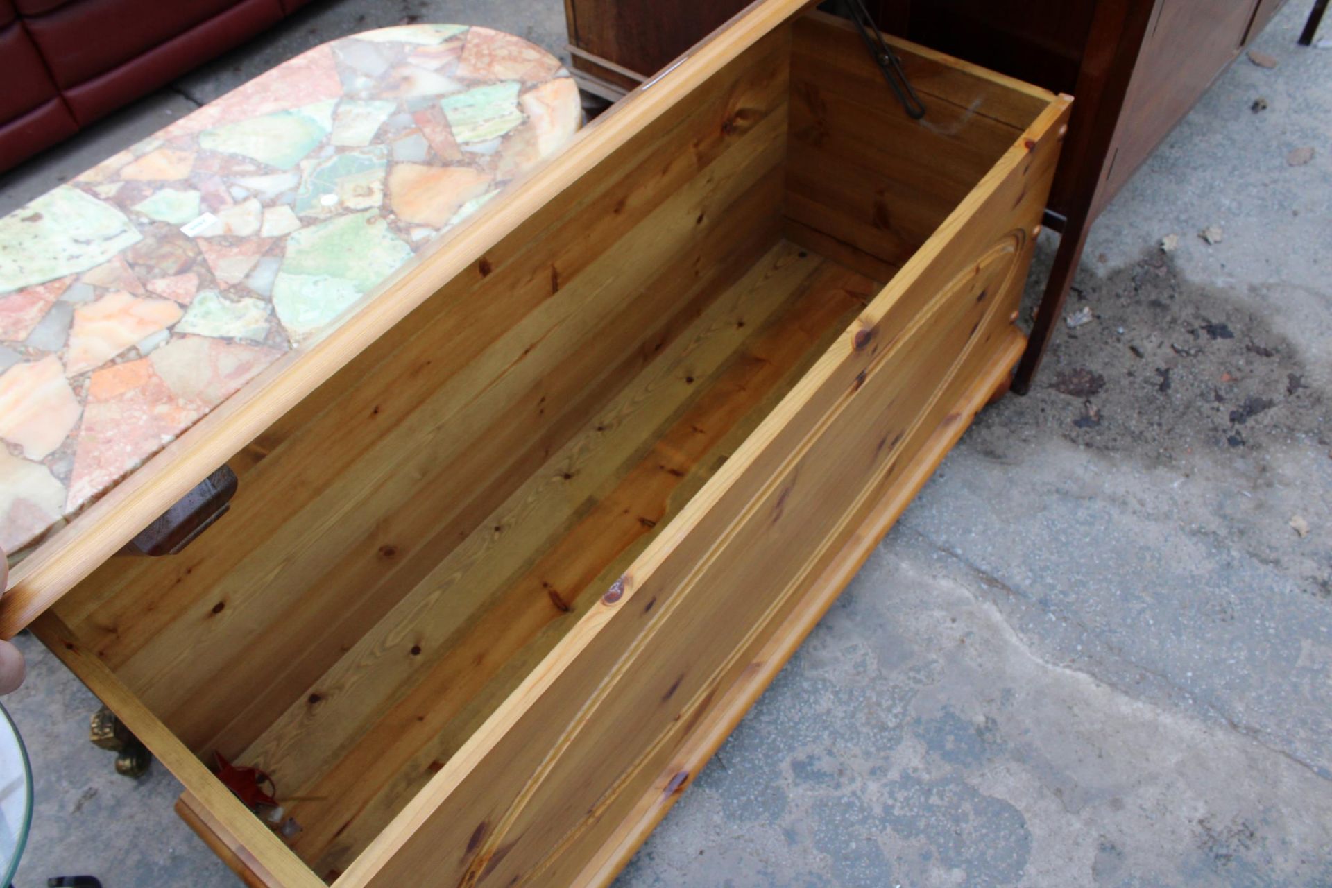 A PINE BLANKET CHEST 46" WIDE - Image 2 of 2