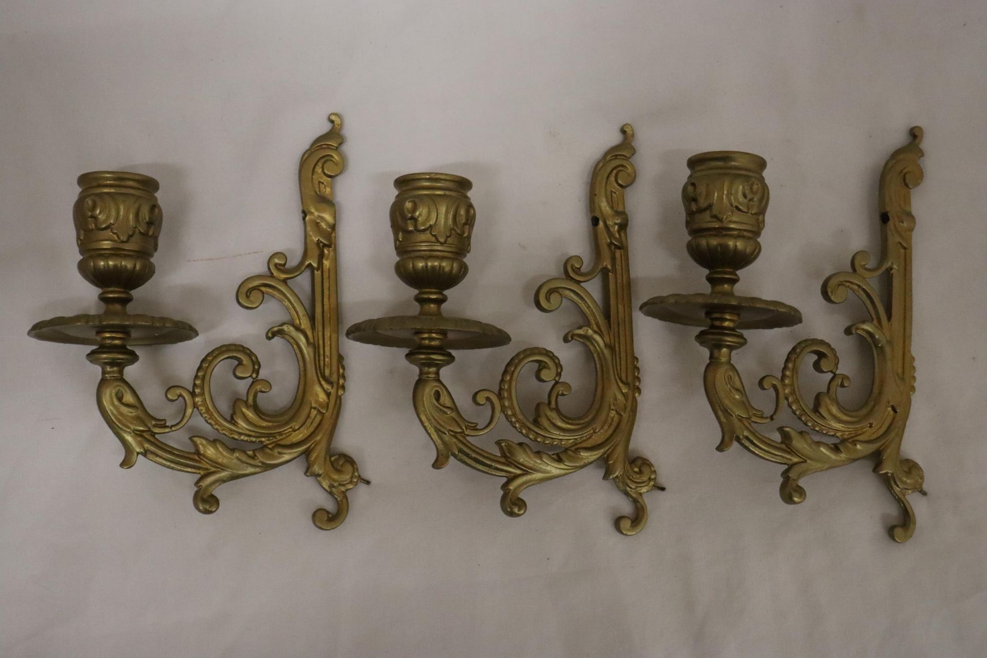THREE SINGLE ARM WALL CANDLE SCONCES - Image 2 of 5
