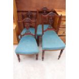 TWO PAIRS OF MATCHING EDAWRDIAN MAHOGANY PARLOUR CHAIRS