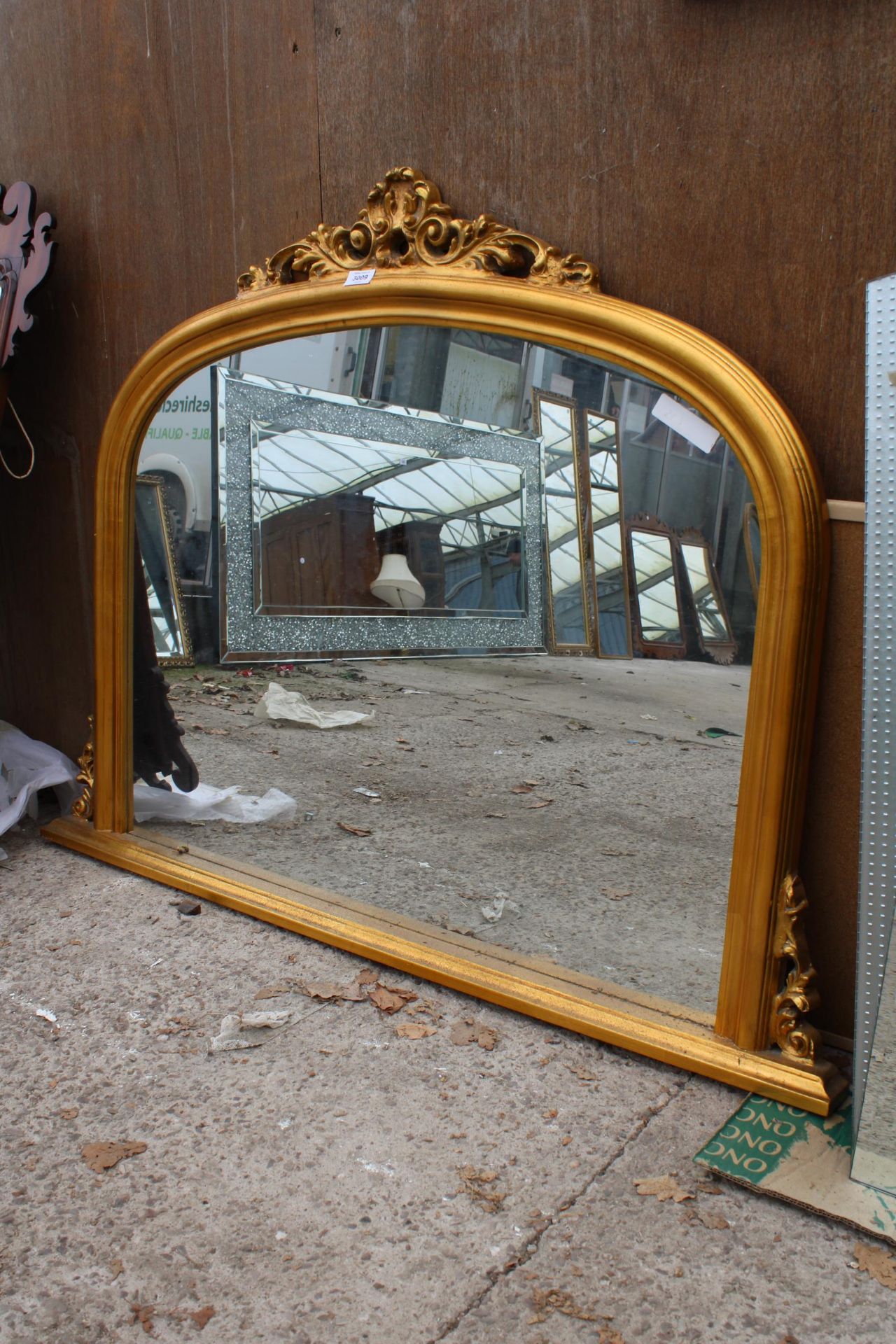 A 19TH CENTURY STYLE OVERMANTEL MIRROR, 48" X 36" A/F - Image 2 of 3