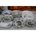 A COLLECTION OF VINTAGE CABINET PLATES TO INCLUDE, TUSCAN BONE CHINA, 'OLYMPUS', WEDGWOOD, ETC