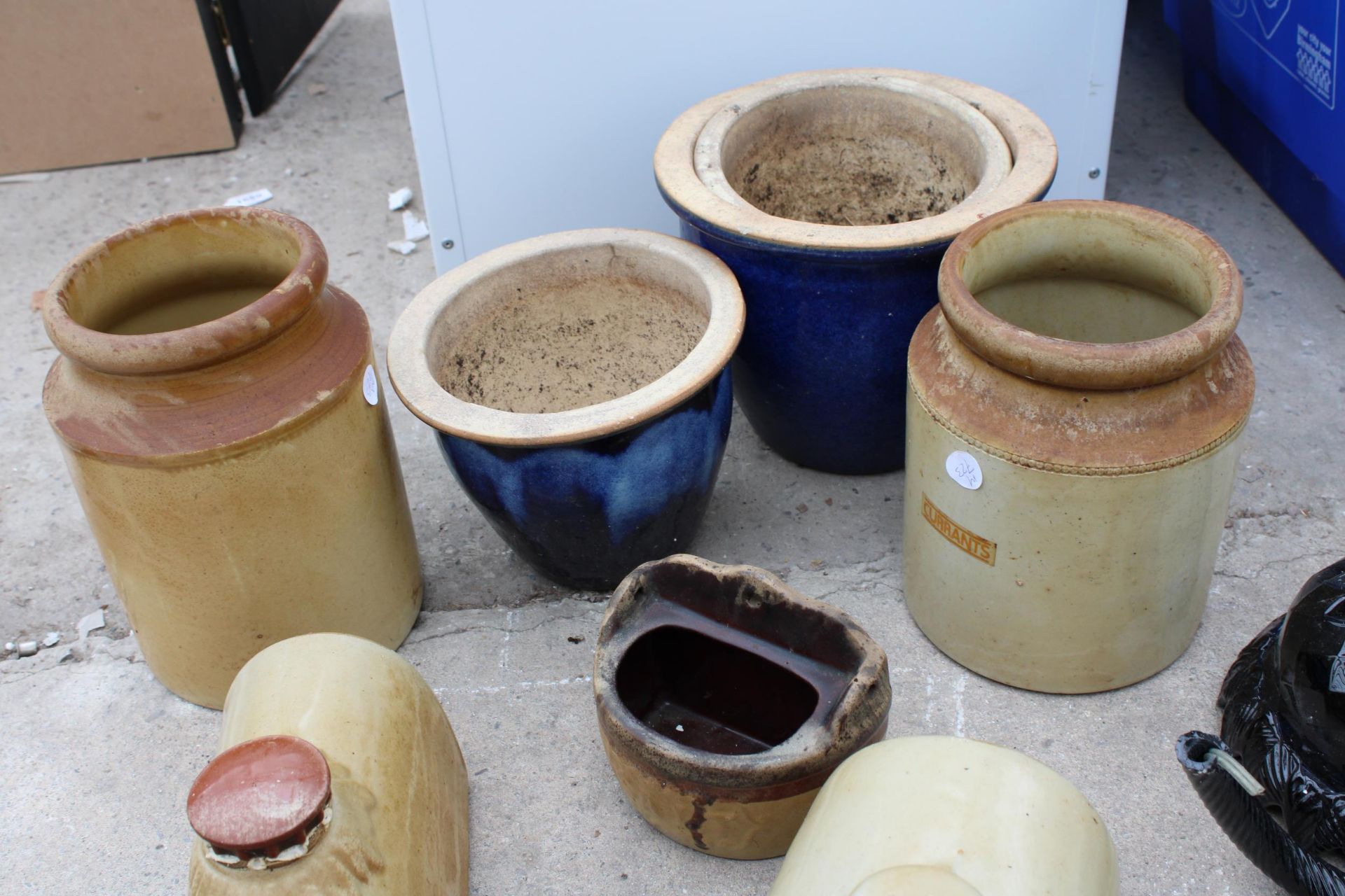 AN ASSORTMENT OF STONEWARE VESSELS AND GLAZED PLANT POTS - Image 2 of 2