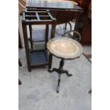 A MID 20TH CENTURY FOUR DIVISION STICK STAND AND TRIPOD WINE TABLE