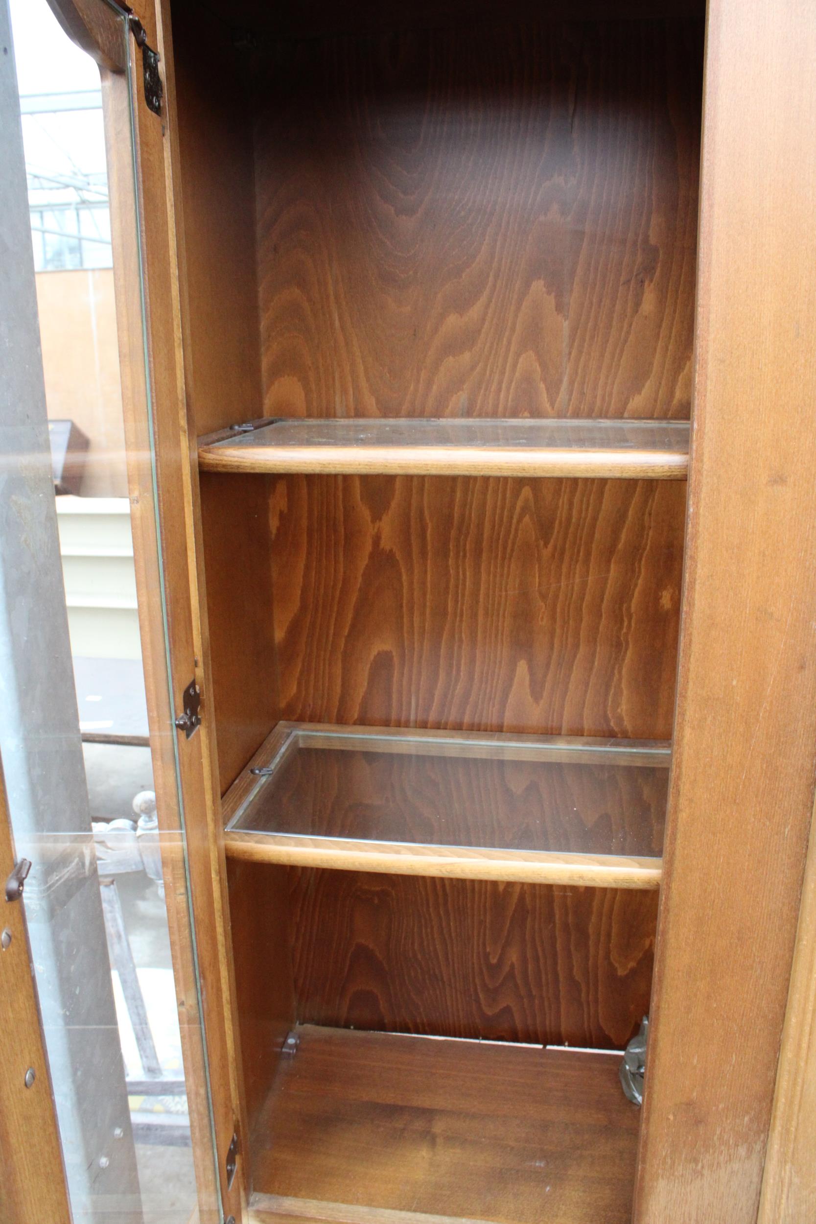 A BEECH TWO DOOR BOOKCASE ON BASE 41" WIDE - Image 3 of 3