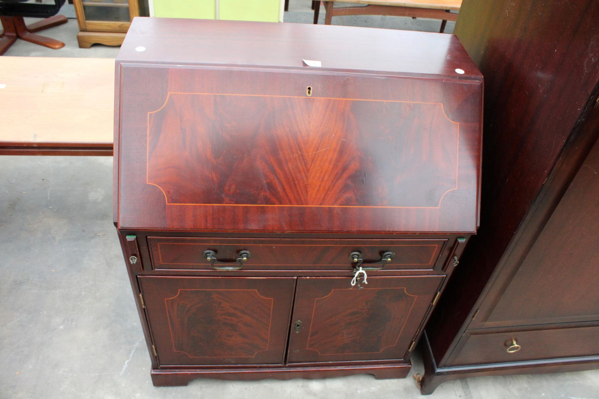 A MAHOGANY BUREAU 30" WIDE