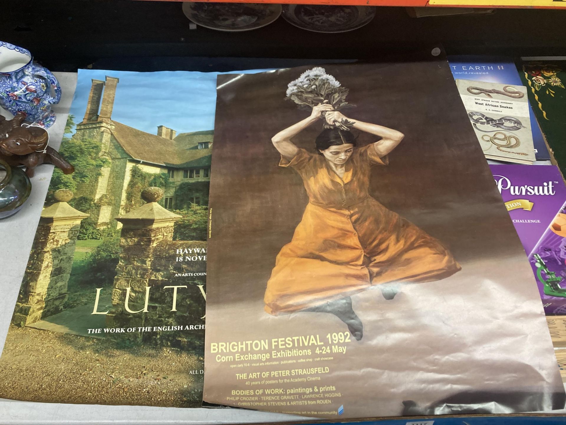 TWO ADVERTISING POSTERS TO INCLUDE BRIGHTON FESTIVAL 1992 CORN EXCHANGE EXHIBITIONS AND LUTYENS