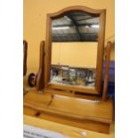 A PINE TOILET MIRROR WITH STORAGE TO THE BASE