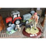 AN ASSORTMENT OF FIGURES TO INCLUDE A GREY FERGIE MONEY BOX, A MASSEY FERGUSON MONEY BOX AND A MAN